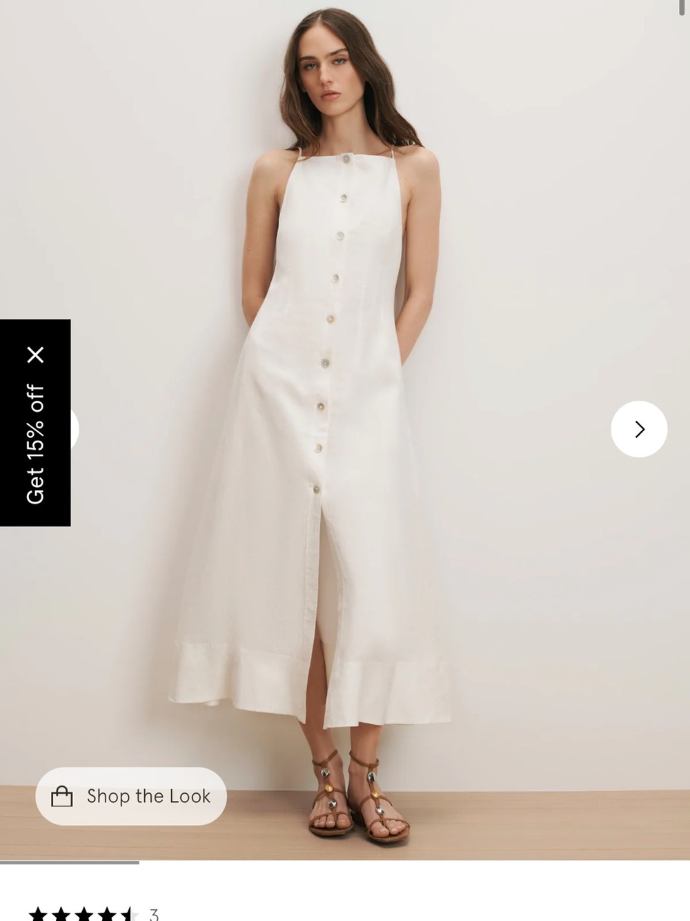 Veronica Beard Ivory Halter Button-Front Midi Dress